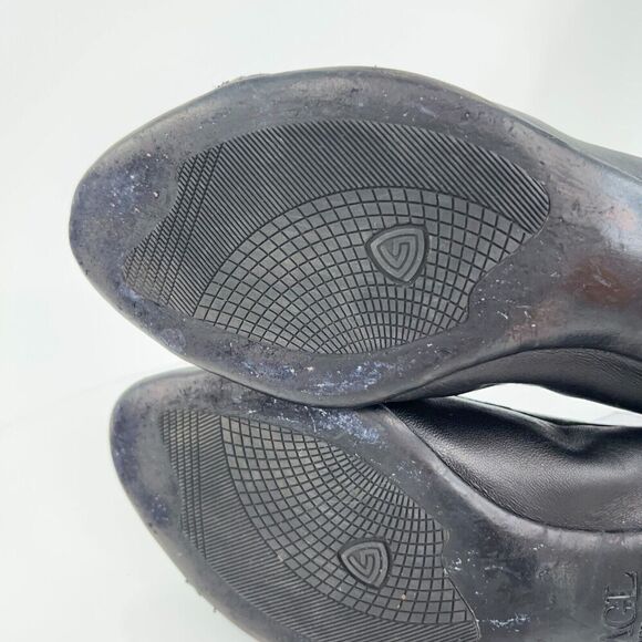 AGL Italy Women's Pump Size 41 11 Cap Toe Block Heel Low Heel Black Leather - Picture 9 of 11